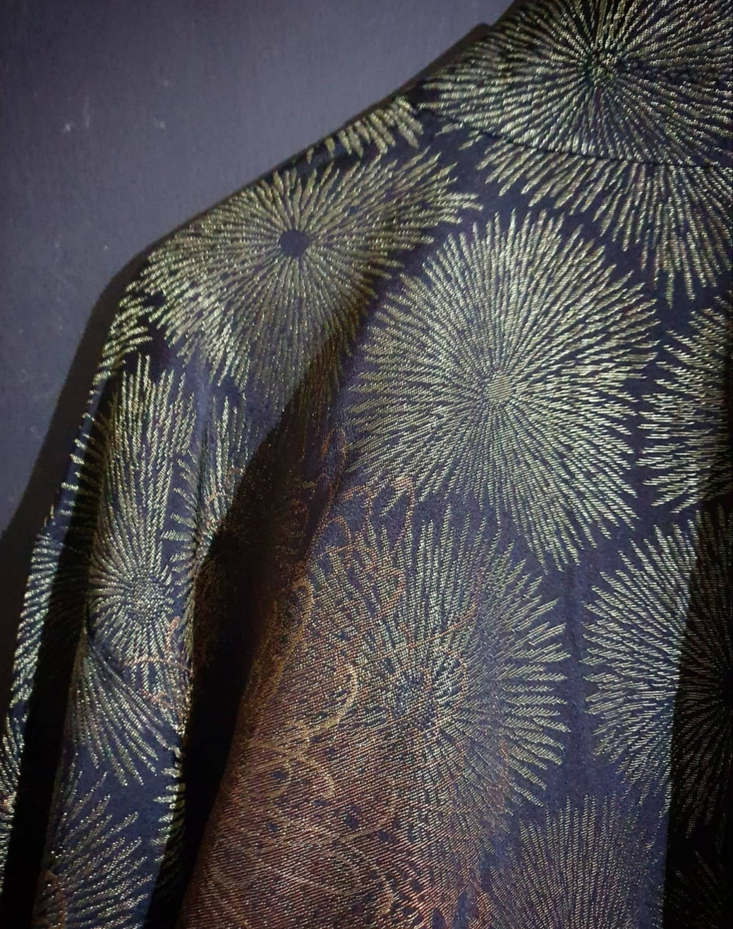 Olive Gold Vintage Silk Kimono