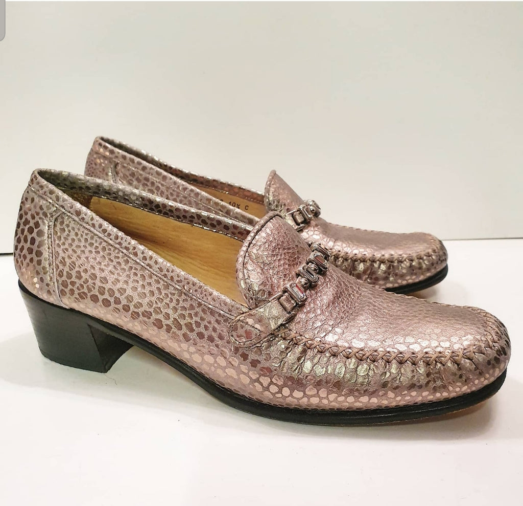 90s Silver Snakeskin Loafers