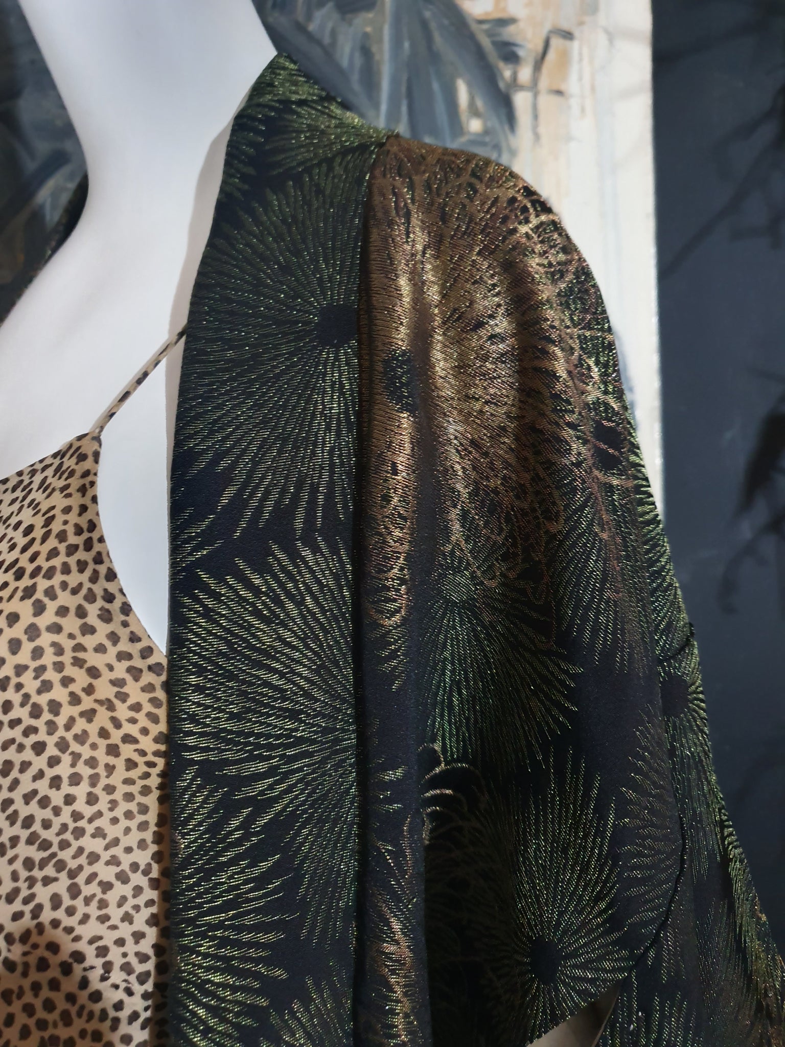 Olive Gold Vintage Silk Kimono