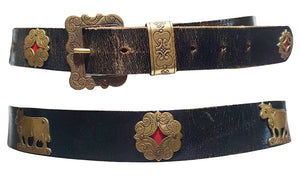 Vintage leather Bavarian Belt