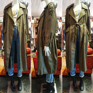 80s Lined Khaki Trench Coat