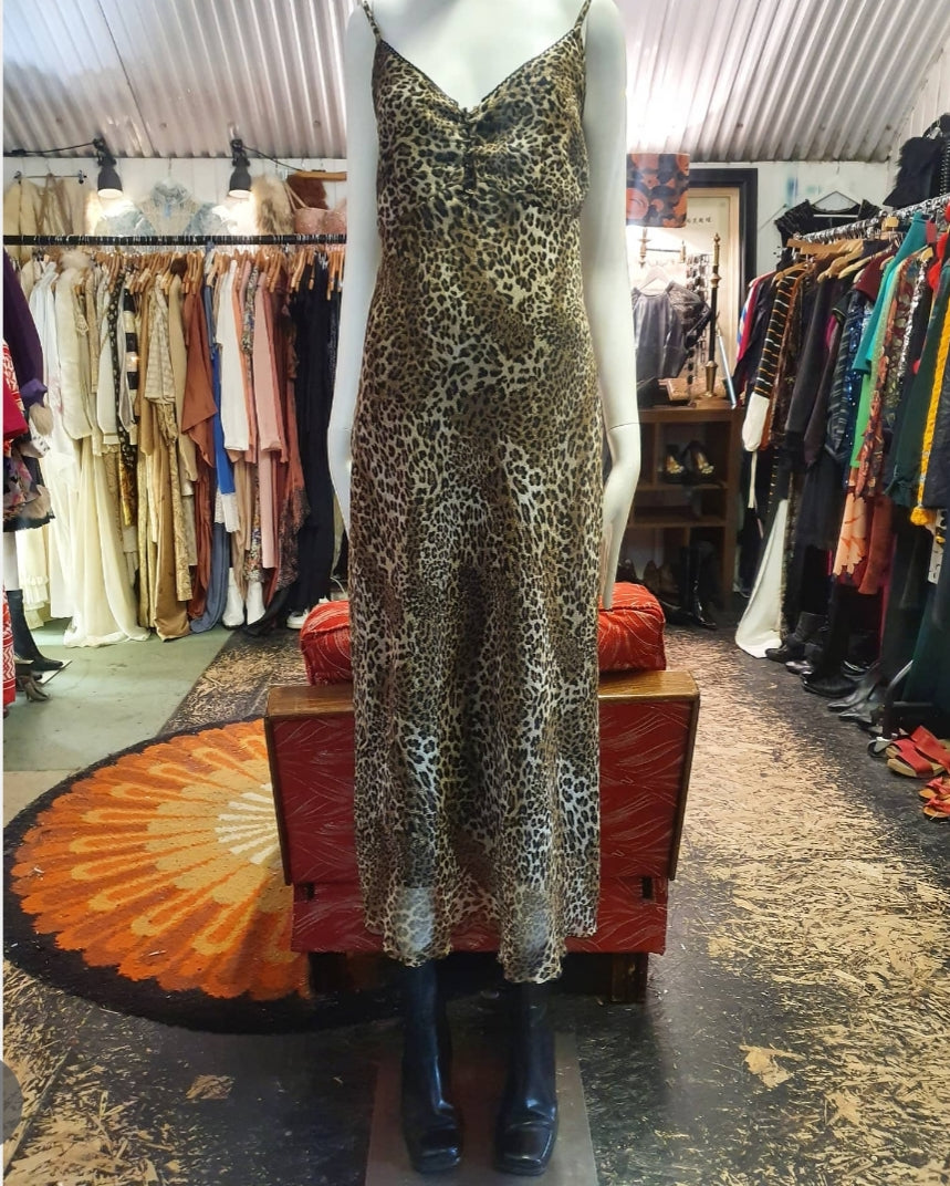 Leopard Print 90s Slip Dress